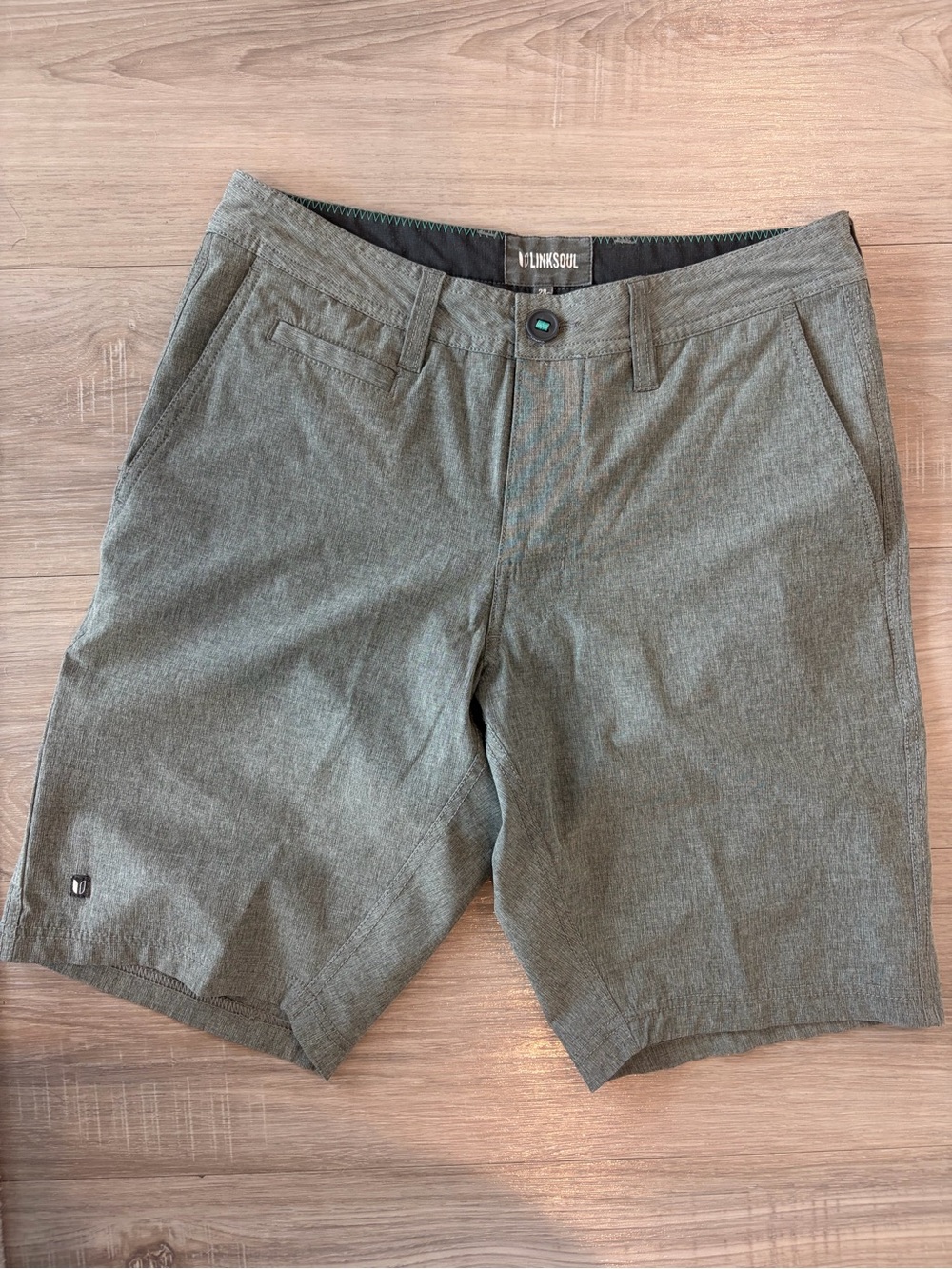 Linksoul Men’s Gray Flat-Front Casual Shorts